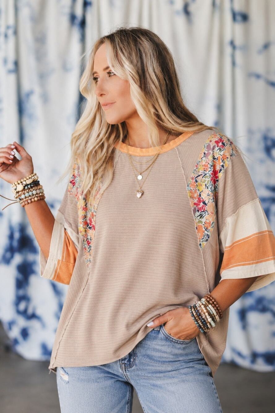 Women’s Three Bird Nest Relaxed Boho Patchwork Floral Blouse Top Size Medium